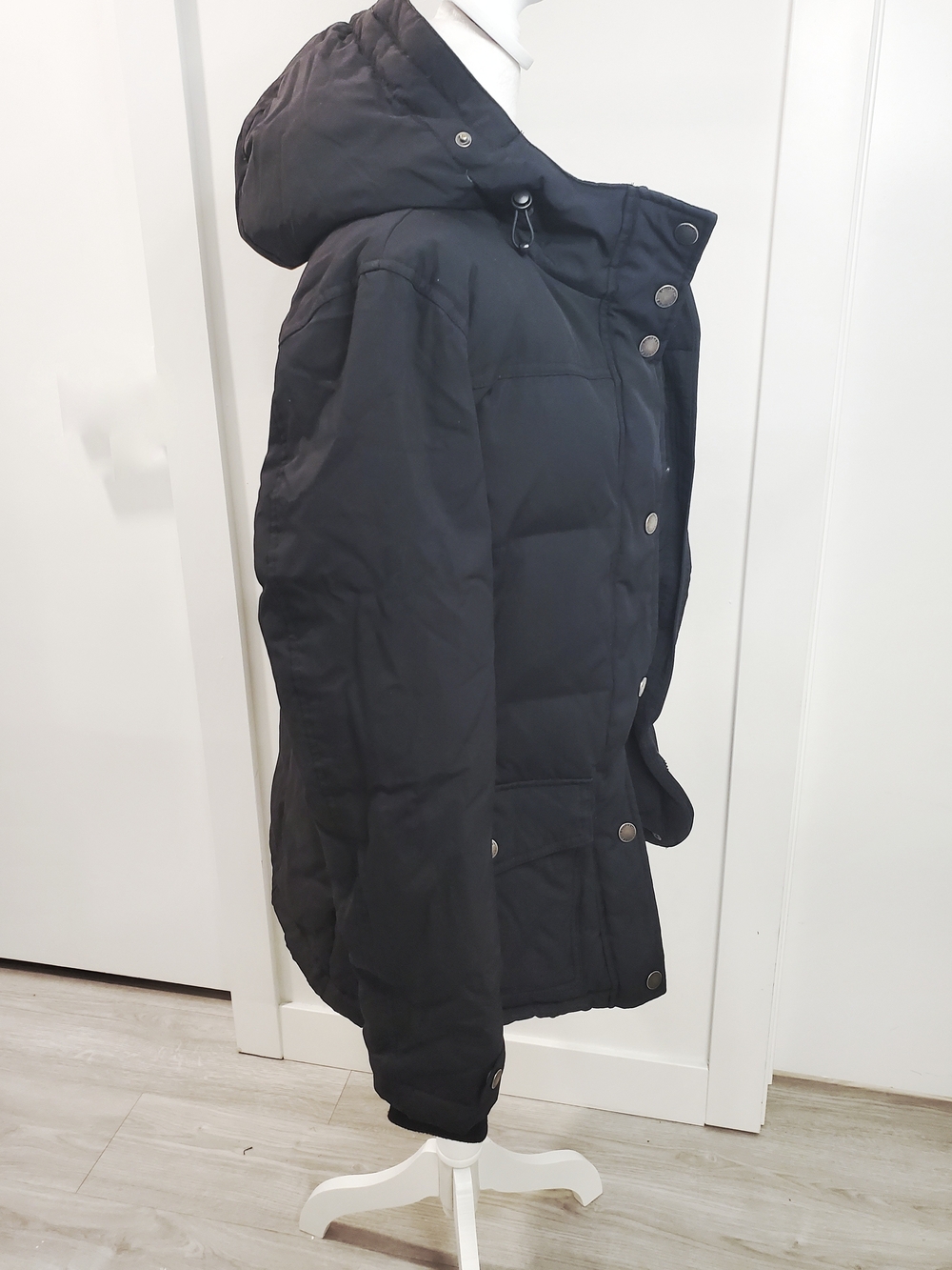 Vintage Y2K Eckored Black Hooded Mid-Length Puffer Parka - Picture 4 of 8